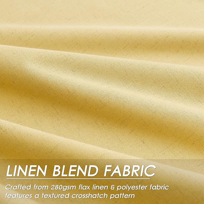 Gold Yellow Linen Curtains 120 Inches Long Back Tab Rod Pocket Thermal Insulated Noise Reducing Extra Long 10 FT Room Darkening 2 Panels Set for Living Room Elegant Modern Curtains Drapes 52x120