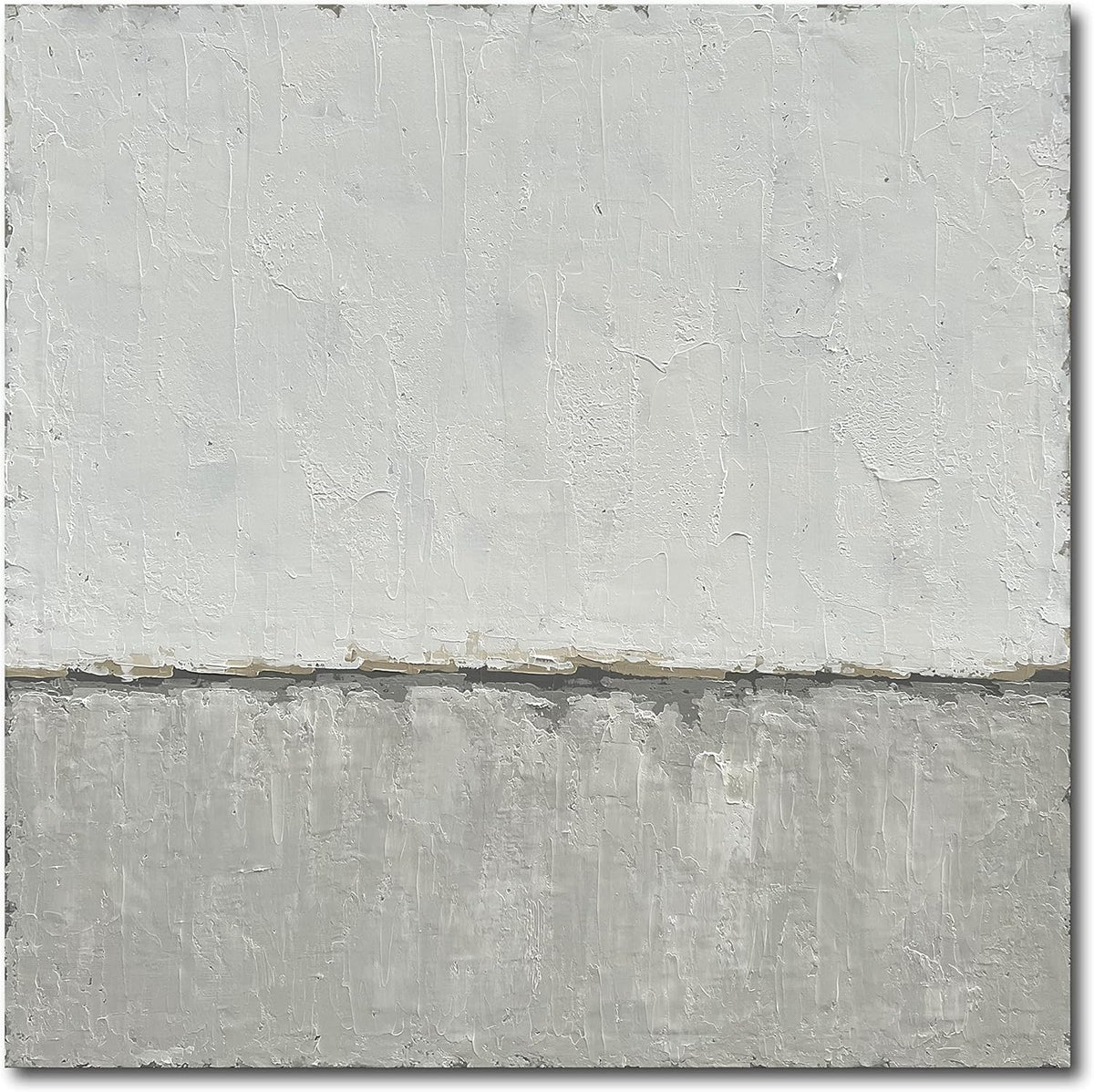 NANKAI art Hand-painted abstract canvas wall art featuring a minimalist design in gray White acrylic painting Original modern home decoration art Can be hung directly on the wall. 24x24 inches