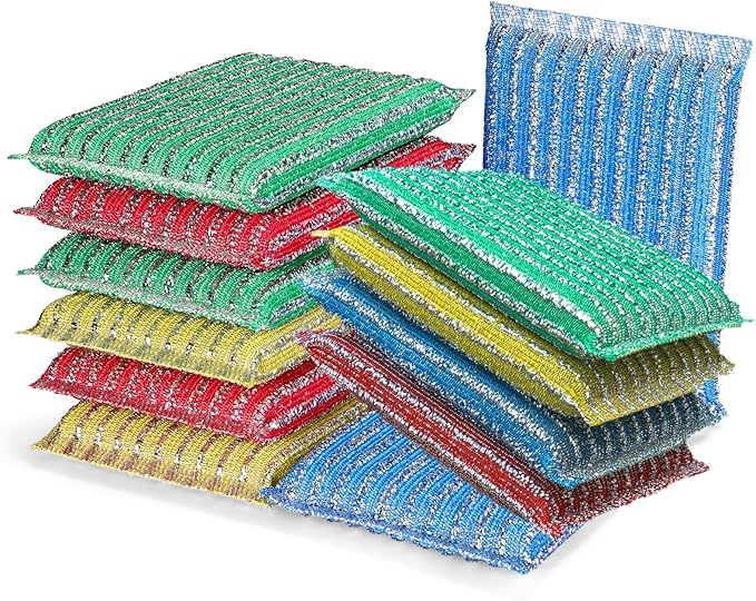 Premium 12-Pad Sponges Kitchen - Upgraded Dish Sponge, Scrubber, Brush, Ideal for Dishes, Pots, Sink
