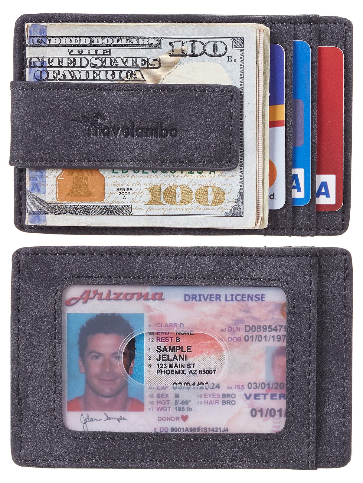 Travelambo Money Clip for Men Magnetic Front Pocket Wallet Slim Wallet Minimalist Card Holder RFID Blocking (Deep Grey)
