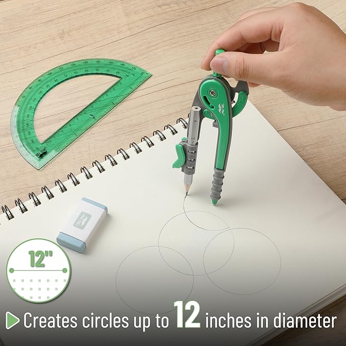 Mr. Pen- Compass and Protractor Set, Lush Garden Green, Compass Geometry Tool, Protractor and Compass Set, Compass Drawing Tool, Drawing Compass, Geometry Compass, Math Compass for Geometry
