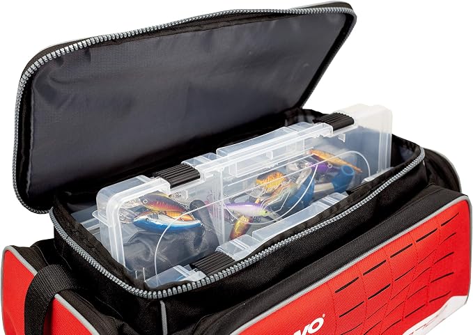 Plano Weekend Series 3600 Deluxe Tackle Case, Medium, Red Fabric, Includes 2 3600 Stowaway Utility Storage Boxes, Soft Fishing Tackle Bag, Premium Storage