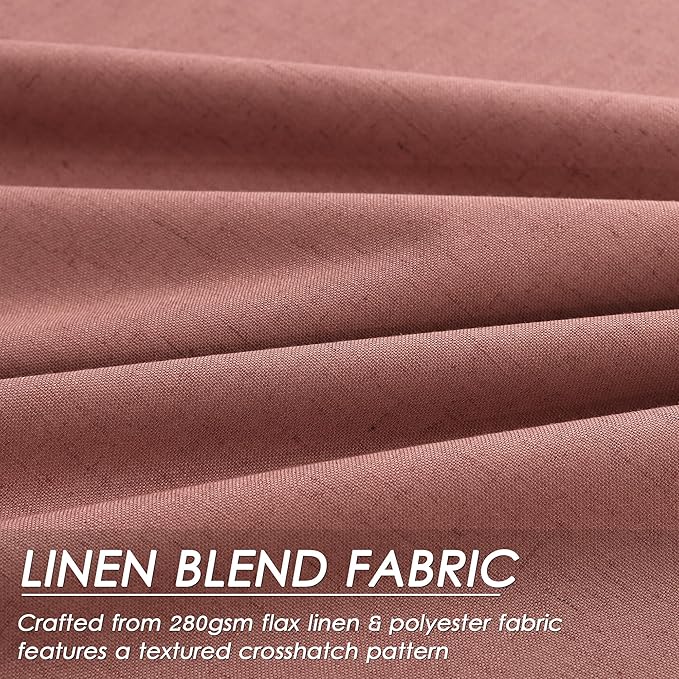 Canyon Rose Linen Blackout Curtains 120 Inch Length 2 Panels Set Extra Long Thermal Insulated Total Blocking Curtains 10 FT Back Tab Pocket Drapes for Dining Room Cottage High Window Curtain 52x120