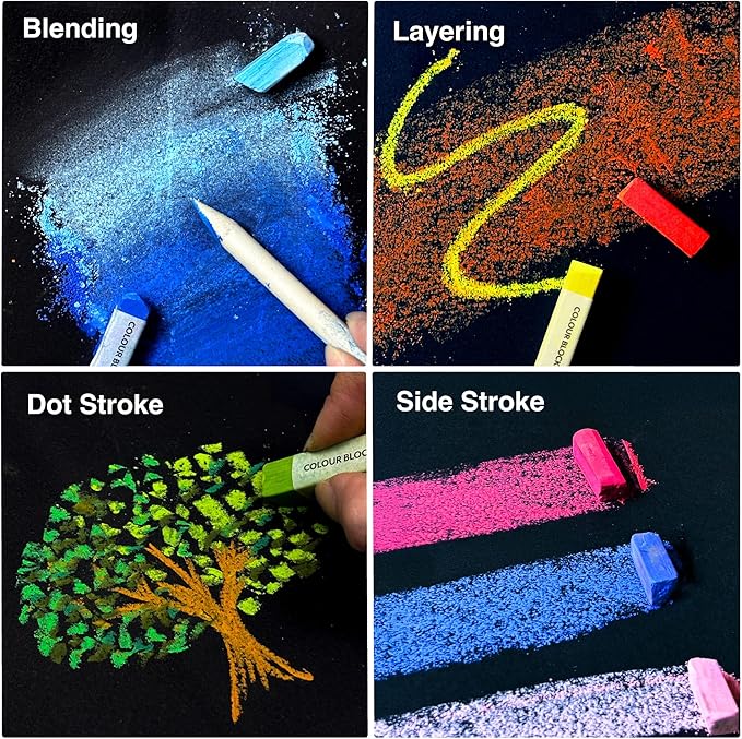 COLOUR BLOCK Soft Pastels for Artists - 100 Colors Square Chalk Pastels Set in Wooden Box - Vibrant Pigments Art Kit for Painting, Drawing, Sketching, Hobbyists, Students and Kids.