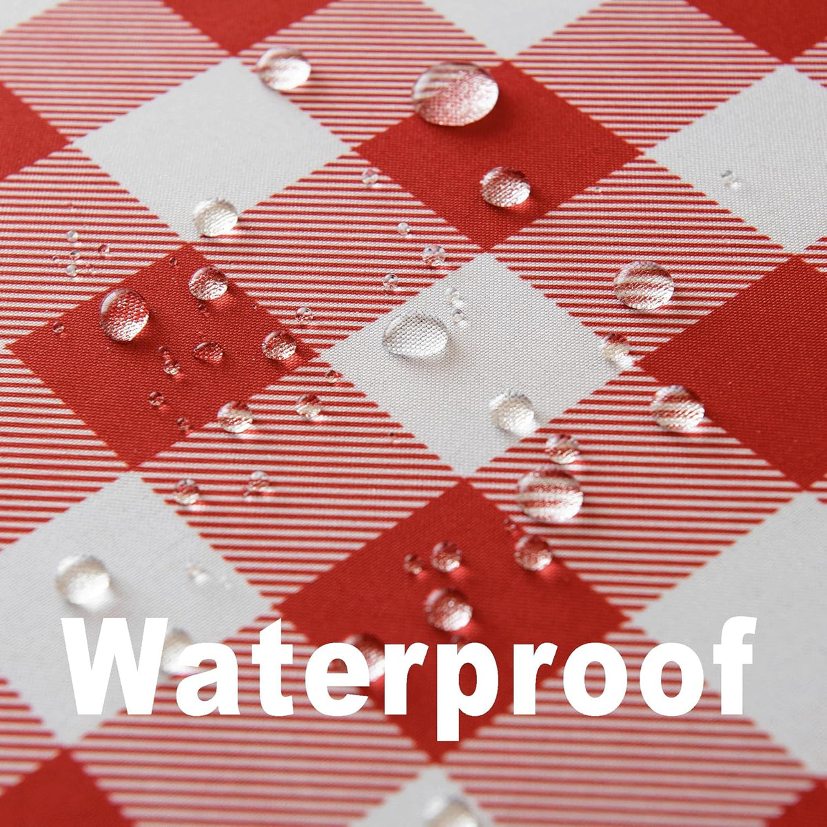 Waterproof Plaid Tablecloth Fabric - Round 120 Inch Classic Gingham Checker Table Cloth for Indoor/Outdoor Use - Buffalo Table Cover for Picnics, BBQs, and Parties