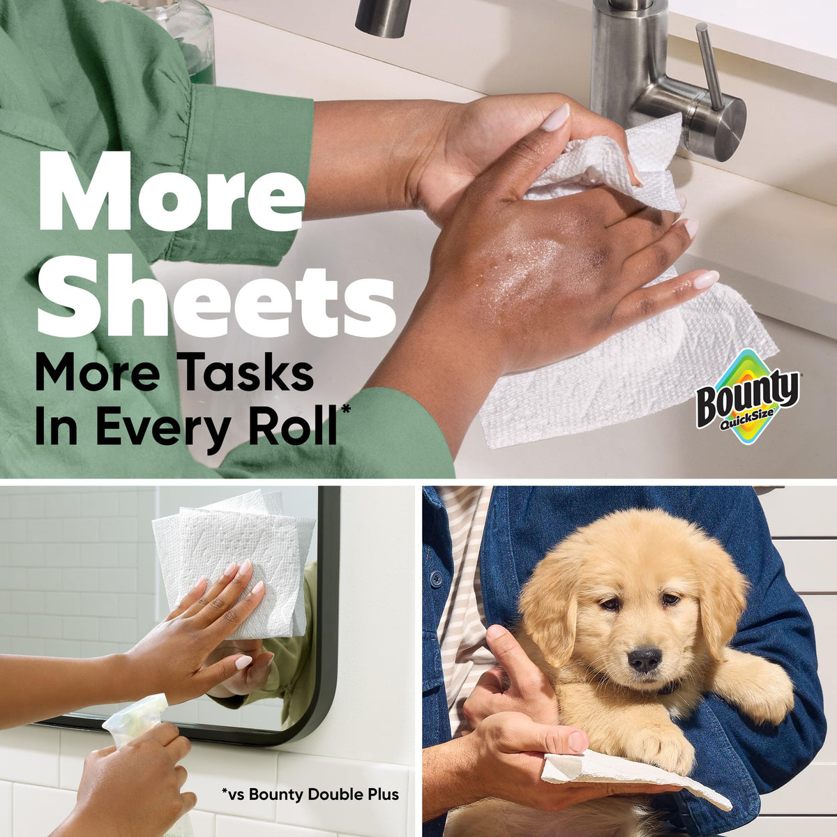 Bounty Quick Size Paper Towels, White, 8 Family Rolls = 20 Regular Rolls