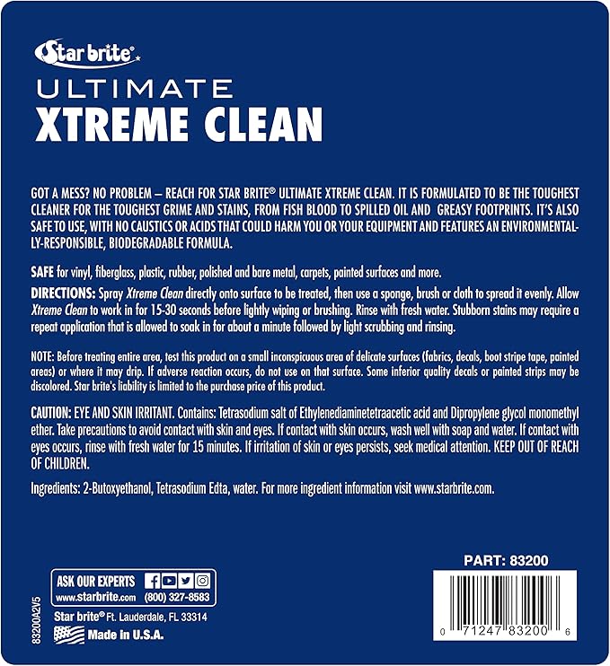 STAR BRITE Ultimate Xtreme Clean - High-Performance All-Surface Cleaner Degreaser, Ideal for Aluminum, Fiberglass, Plastic, Chrome, Stainless, Leather, and Rubber Surfaces
