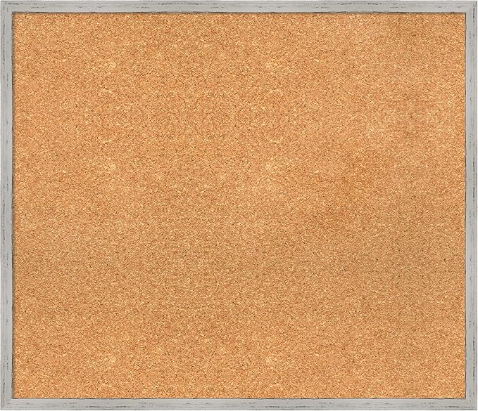Amanti Art Natural Cork Board for Wall, 25x29 Vision Board with White Frame, Large Corkboard Office Decor for Home Organization, Cottage Corkboard Pinboard to Display Items for Home Organization in