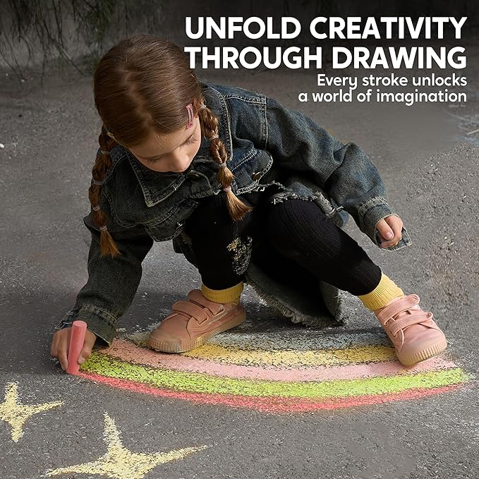 JOYIN 30 PCS Sidewalk Chalks for Kids, 10 Colors, Non-toxic Jumbo Washable Colored Chalk for Toddlers 1-3, School Supplies, Classroom Must Haves, Gift for Kids