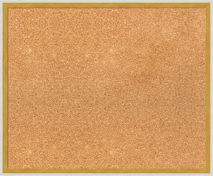 Amanti Art Natural Cork Board for Wall, 19x23 Vision Board with White Frame, Medium Corkboard Office Decor for Home Organization, Modern Corkboard Pinboard to Display Items for Home Organization in