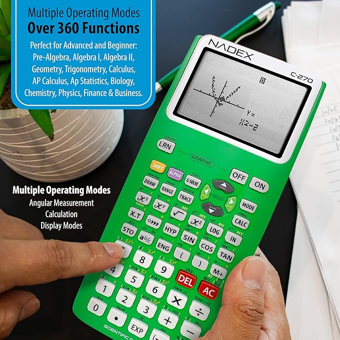 Scientific Calculator with Graph Functions for College and High School Students, Engineering, Advanced Mathematics, Calculus, Algebra, Geometery, Trigonometry, Statistics, Physics, Chemistry, Green