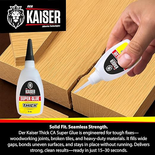 Thick Cyanoacrylate (CA) Super Glue – 2 Pack (2 x 2 oz Bottles) – Heavy-Duty Adhesive for Woodworking, Marble, and Repair Projects