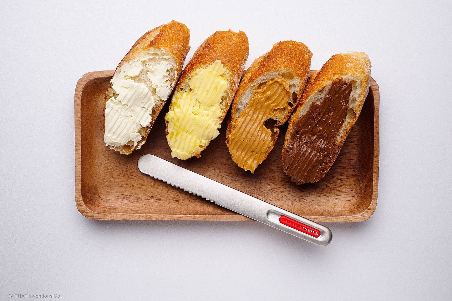 SpreadTHAT! Serrated Warming Butter Knife and Spreader, silver/red