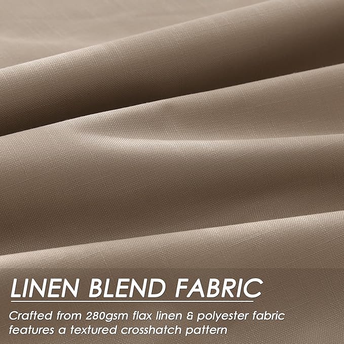 Nanspring Tan Linen Blackout Curtains 84 Inches Long Back Tab Burlap Flax Bedroom Blackout Curtains 2 Panel Sets Rustic Farmhouse Full Light Blocking Thermal Insulated Curtain 84 Inch Length