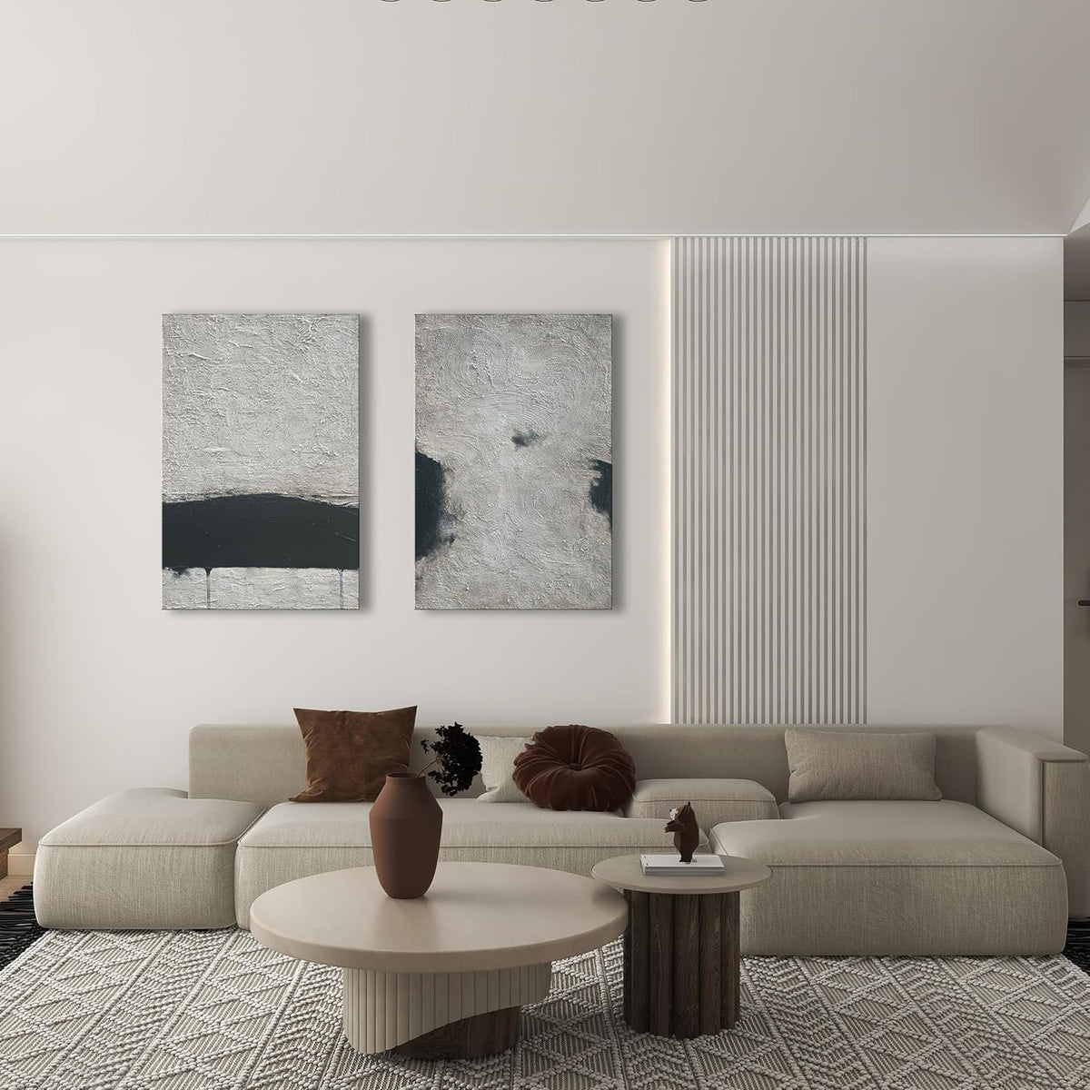 NANKAI Hand-painted Minimalism Black and Gray Art Oil painting Canvas Abstract Oil Painting Wall Art 36x24 Inch Home Wall Decoration