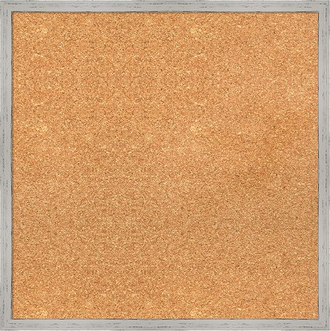 Amanti Art Natural Cork Board for Wall, 21x21 Vision Board with White Frame, Medium Corkboard Office Decor for Home Organization, Cottage Corkboard Pinboard to Display Items for Home Organization in