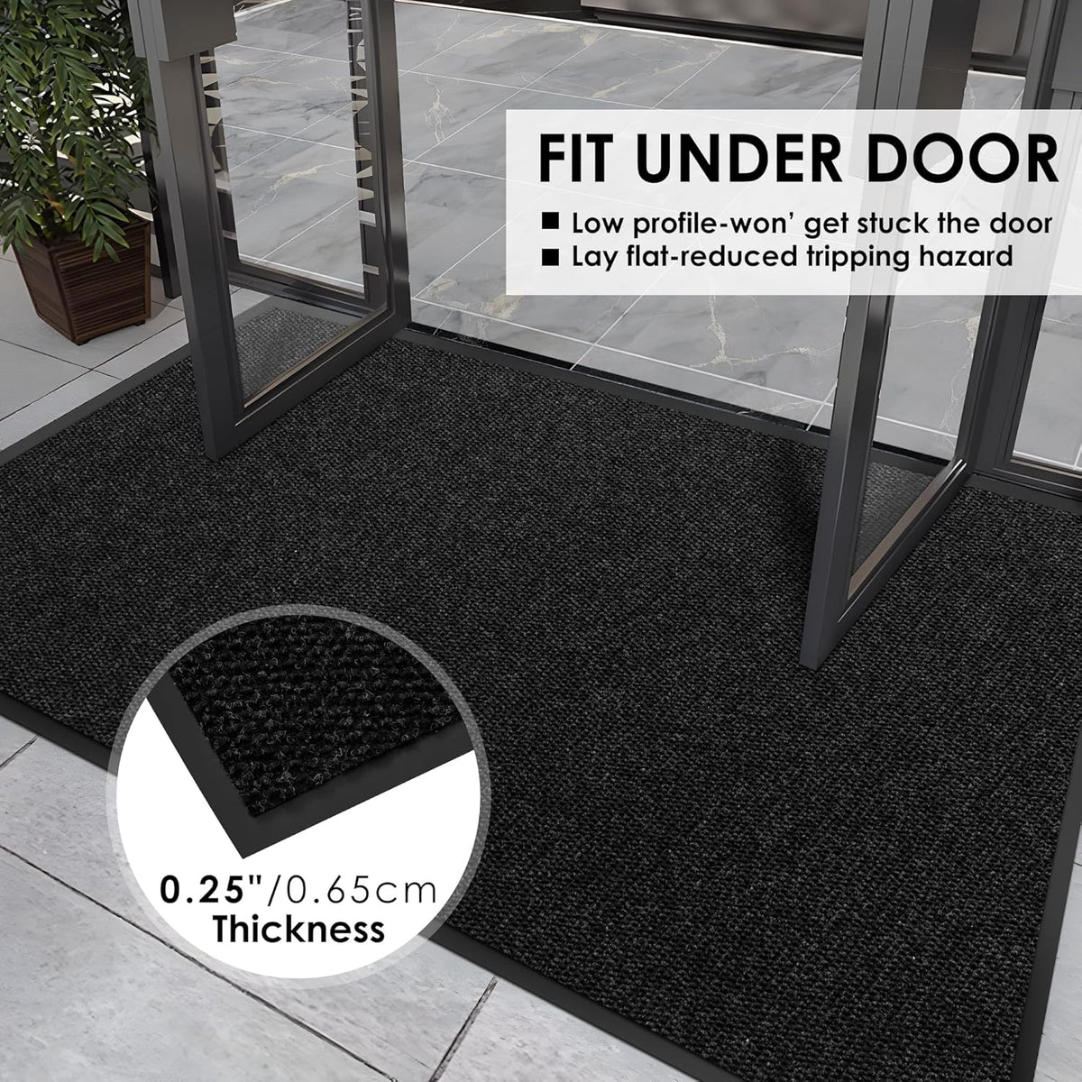 2′ x 9′ Front Door Mat Indoor Outdoor Entrance, Commercial Floor Mat Heavy Duty Dirt Trapper Entryway Doormat, Custom Size Non Slip Rubber Backing Welcome mat, Door Mat for High Traffic Area