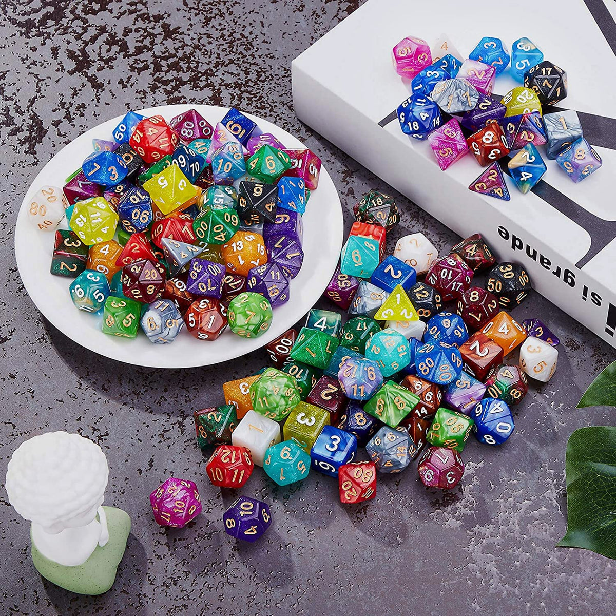 DND Dice Set - 20X7(140pcs) Polyhedral Dice for Dungeons and Dragons D&D RPG MTG Table Games with 1 Large Flannel Bag