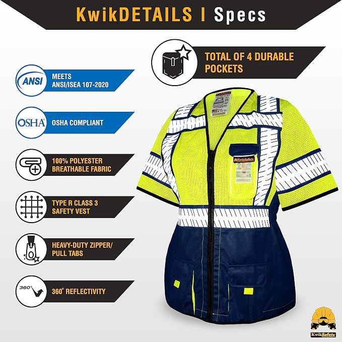 KwikSafety - Charlotte, NC - SHERIFF & SPECIALIST Class 2 & Class 3 Hi Vis ANSI OSHA Safety Vest for Women