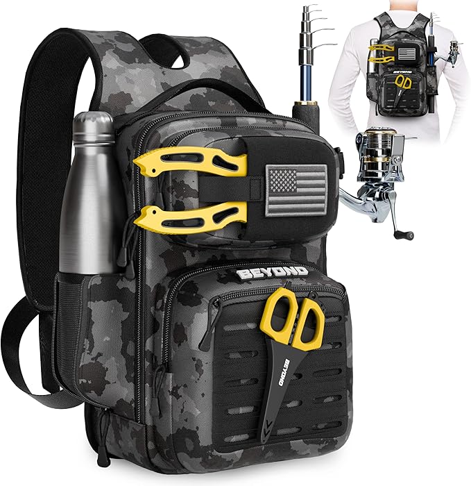Beyond Fishing Tackle Backpack- The Voyager Tactical Fishing Storage Bag - Lightweight & Compact Bag For Fishing