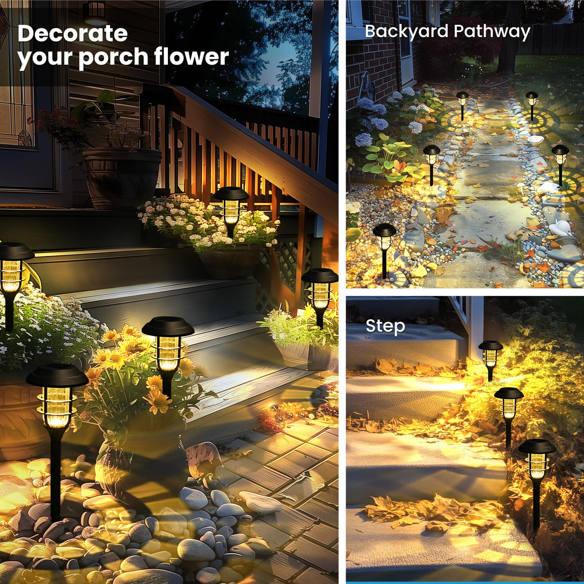 SOLPEX Solar Lights for Outside, Solar Outdoor Pathway Garden Lights Waterproof, Solar Powered Landscape Lighting for Yard, Garden, Pathway, Patio, Porch, Walkway, Driveway, 8 Pack(Warm White)