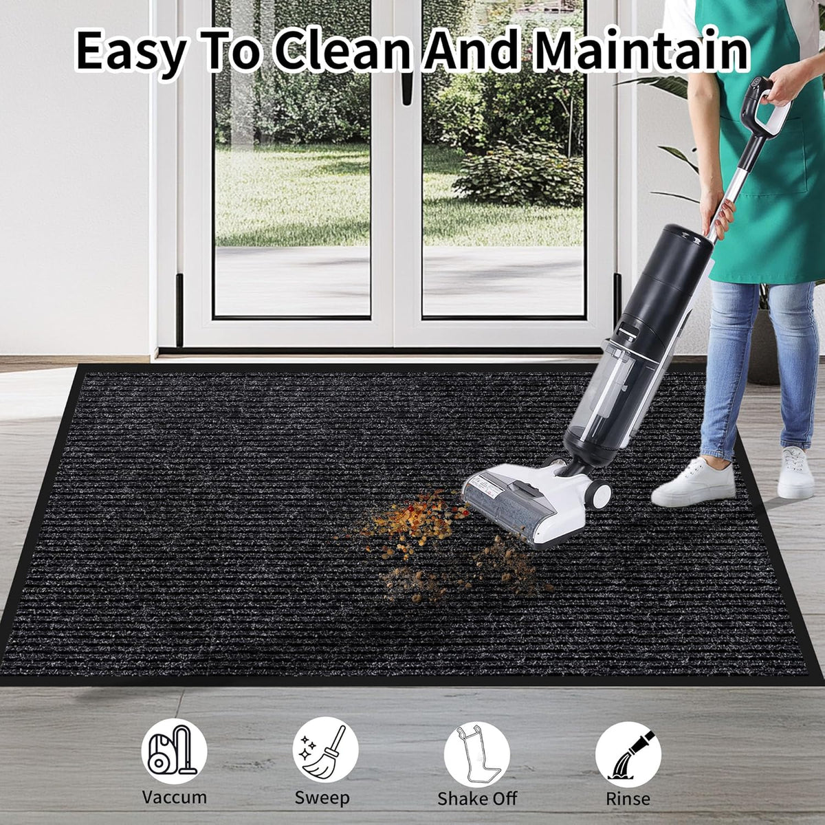 Front Door Mat Indoor Outdoor Entrance, 36" x 60" Dirt Resistant and Absorbent Door Mat, TPR Backing Non-Slip Doormats, Easy to Clean, Low Profile Welcome Floor Mat for Outside Entry