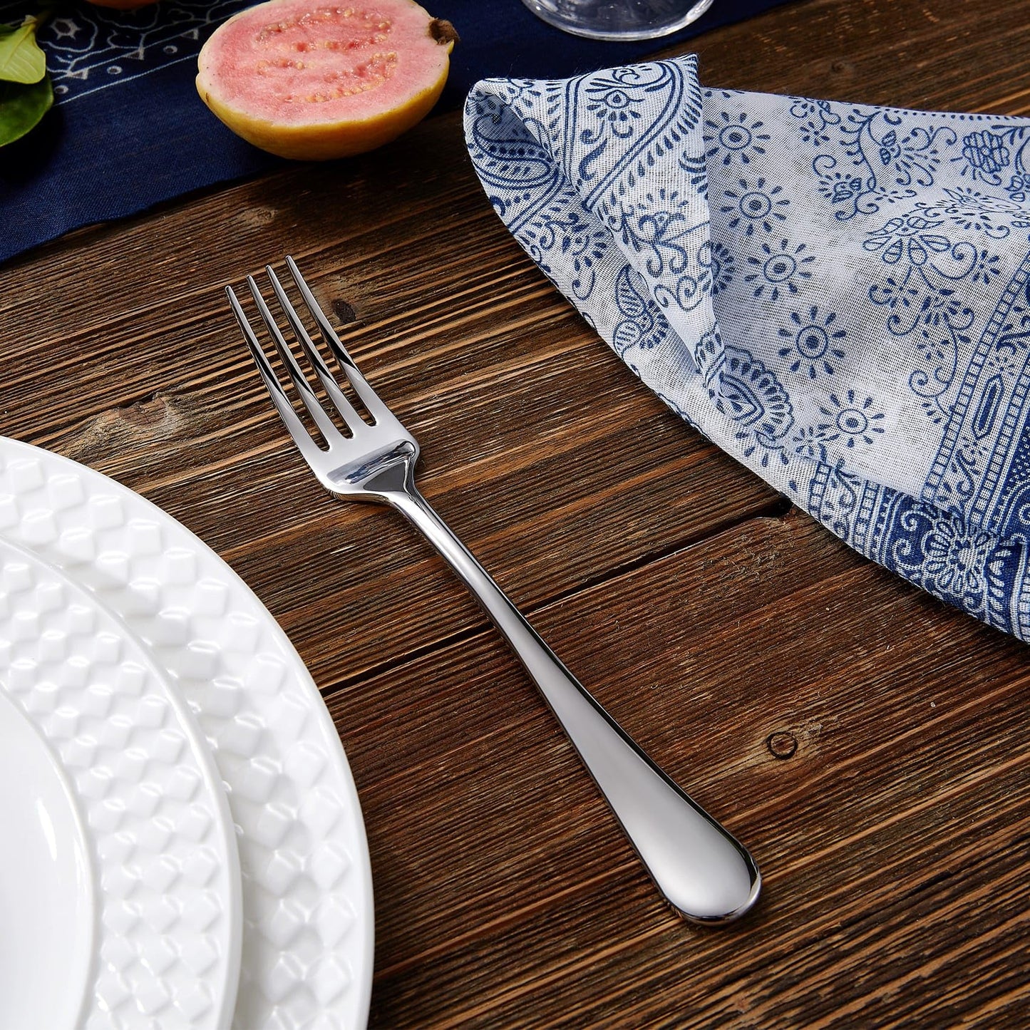KEAWELL Premium Fine Verona 4-Piece 7.4 inch Fork Set – 18/10 Stainless Steel, Heavy-Duty Mirror-Finished Silverware for Elegant Everyday Dining and Entertaining (4, Salad Forks)