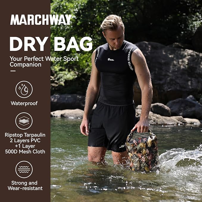 MARCHWAY Floating Waterproof Dry Bag Backpack 5L/10L/20L/30L/40L, Roll Top Sack Keeps Gear Dry for Kayaking, Rafting, Boating, Swimming, Camping, Hiking, Beach, Fishing