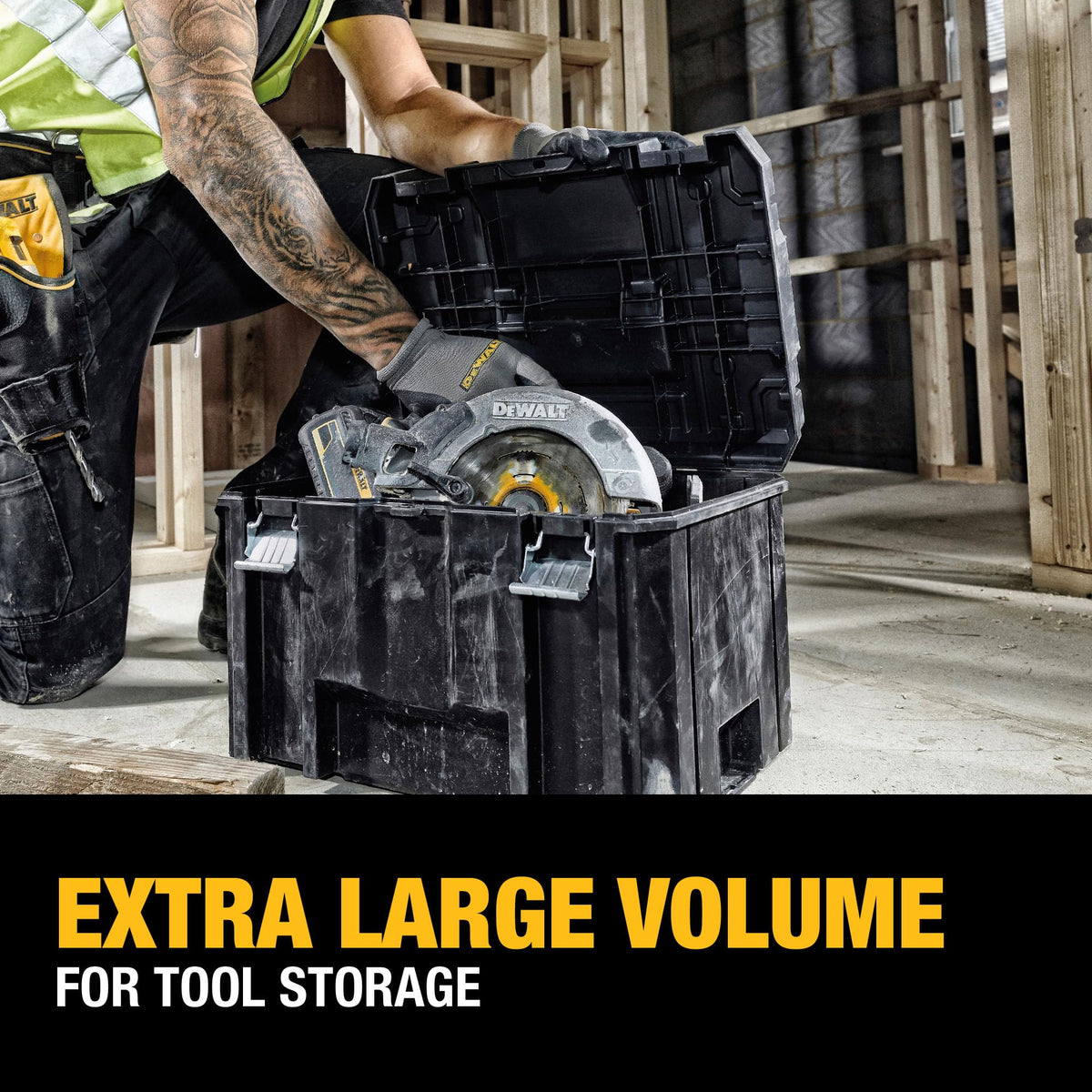 DEWALT TSTAK Tool Box, Extra Large Design, Removable Tray for Easy Access to Tools, Water and Debris Resistant (DWST17806)