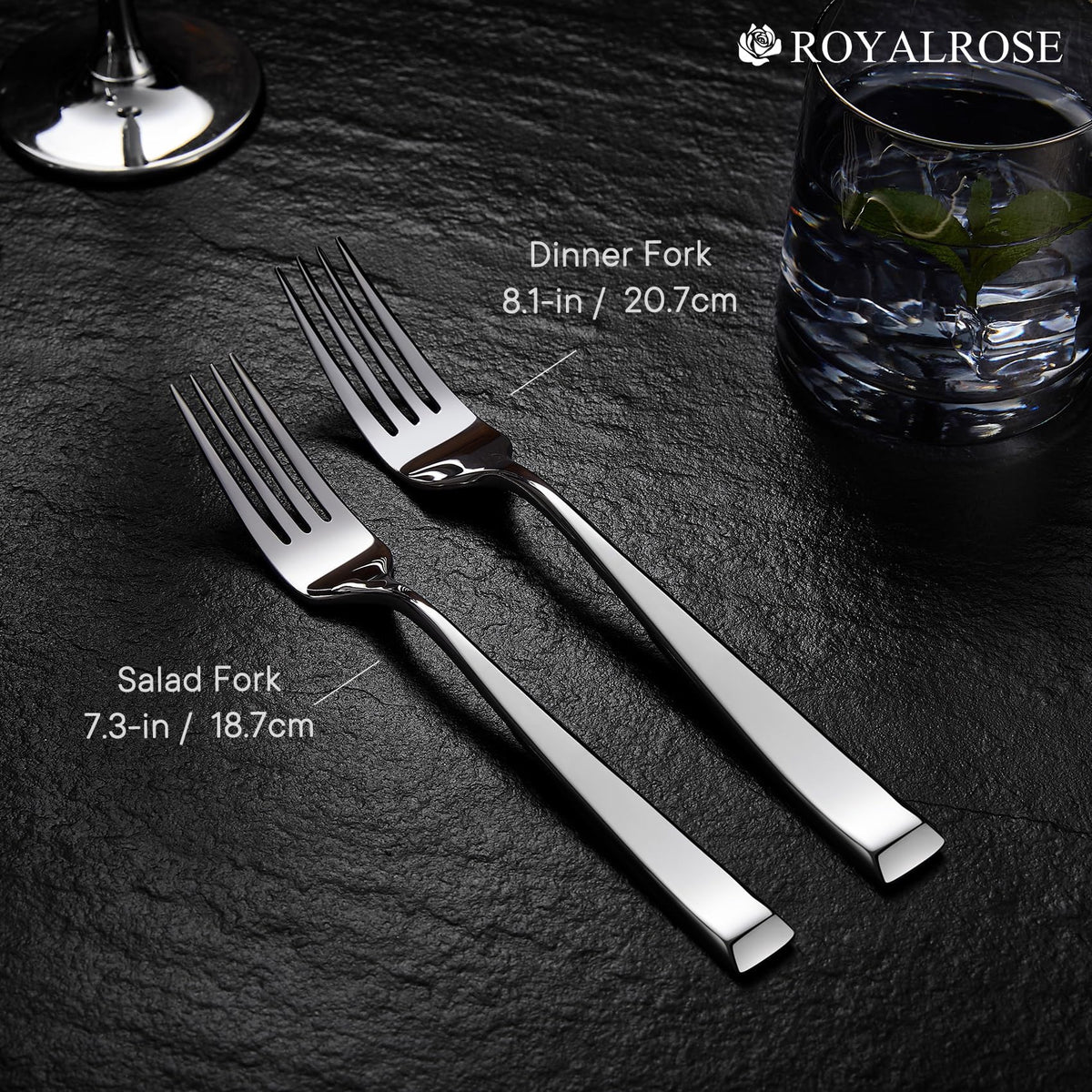 Royalrose Alexander Fine Forks, Set of 4, 18/10 Stainless Steel, Well Made, Dishwasher Safe, Heavy Duty Fork (8.1" Dinner Fork)