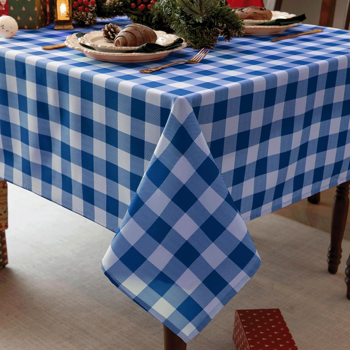Classic Gingham Buffalo Tablecloth Fabric - Oblong 58x144 Inch Water Proof Checkered Table Cloth for Indoor Outdoor - Table Cover for Birthday, Picnics, BBQs, and Parties