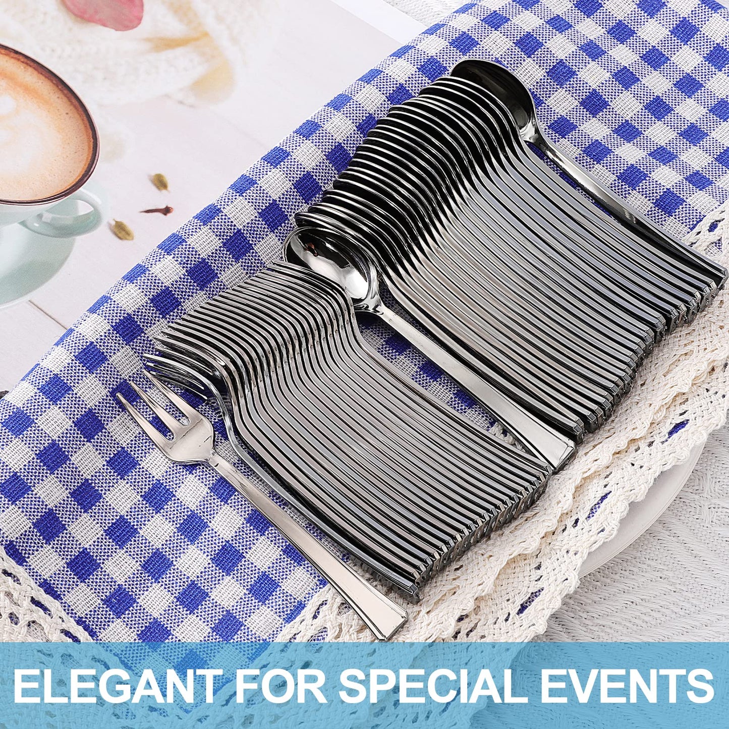 100PCS Silver Plastic Mini Forks, 4.5 Inch Disposable Dessert & Appetizer Forks