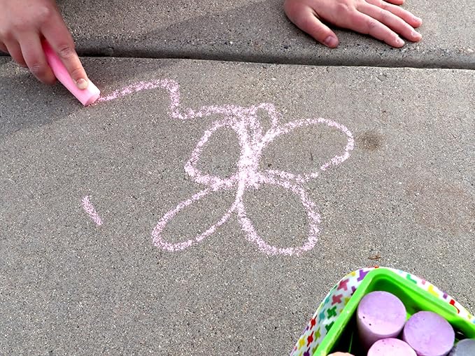 Kid Made Modern Non Toxic Sidewalk Chalk Bucket (24 Count) - Washable Colored Chalk Bulk Set for Kids and Toddlers Outdoor Games