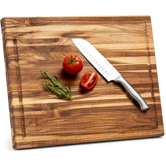WALDWERK Large Teak Wood Cutting Board (18 x 14 x 1,2") - Solid Wood Cutting Board - Large Teak Wood Chopping Board - Wooden Butcher Block for Kitchen