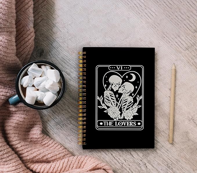 Gothic Spiral Notebook,Gothic Couple Journal,Gothic Notebook for Women Men Writing,Couple Spiral Notebook 8.3×5.5 Inch