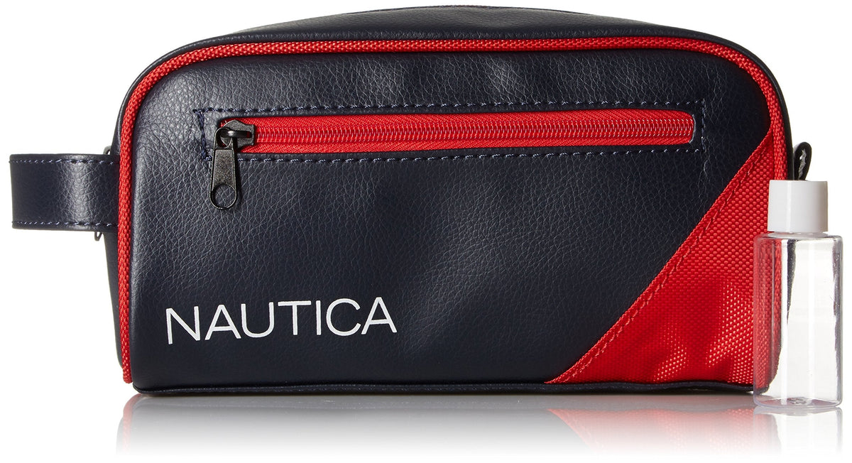 Nautica Men's Top Zip Travel Kit Toiletry Bag Organizer, red, One Size