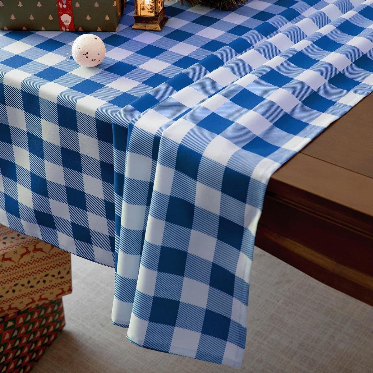 Classic Gingham Buffalo Tablecloth Fabric - Oblong 58x144 Inch Water Proof Checkered Table Cloth for Indoor Outdoor - Table Cover for Birthday, Picnics, BBQs, and Parties