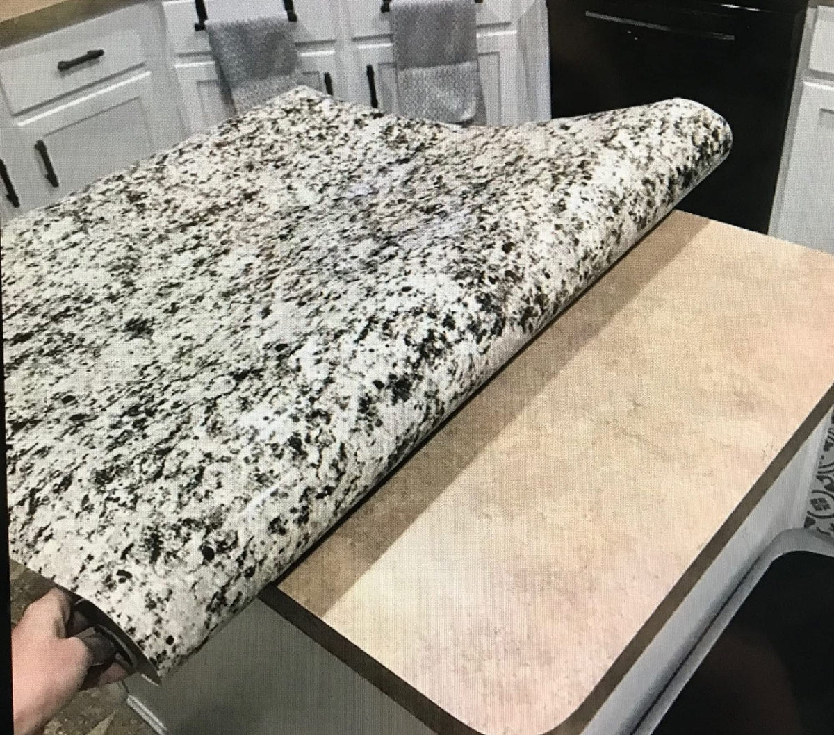 EZ FAUX DECOR Vinyl Countertop Wrap 36" x 180" Self Adhesive Grey White Black Granite Contact Paper for Countertops Peel and Stick Backsplash Formica Laminate Sheet