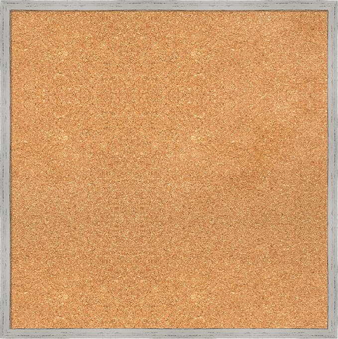 Amanti Art Natural Cork Board for Wall, 25x25 Vision Board with White Frame, Medium Corkboard Office Decor for Home Organization, Cottage Corkboard Pinboard to Display Items for Home Organization in