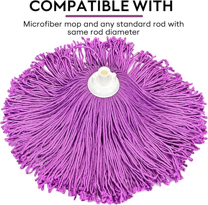 Matthew Microfiber Mop Replacement Compatible with Microfiber Cloth Mop Refill,Stainless Steel Spin Mop Replacement 54" Handle with Wet Mop for Floor Cleaning (2 Heads w/1 Handle)-Purplee