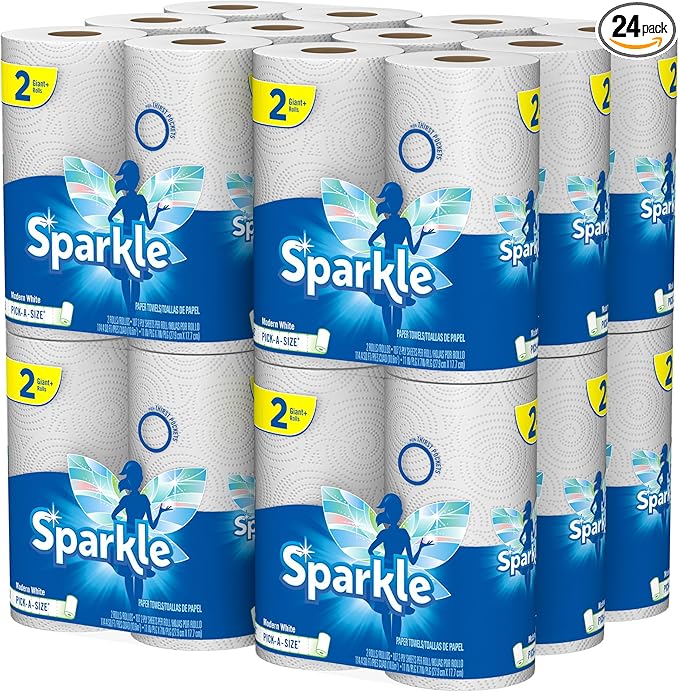 Sparkle Pick-A-Size Paper Towels, 24 Triple Rolls = 72 Regular Rolls, Everyday Value Paper Towel With Full And Half Sheets