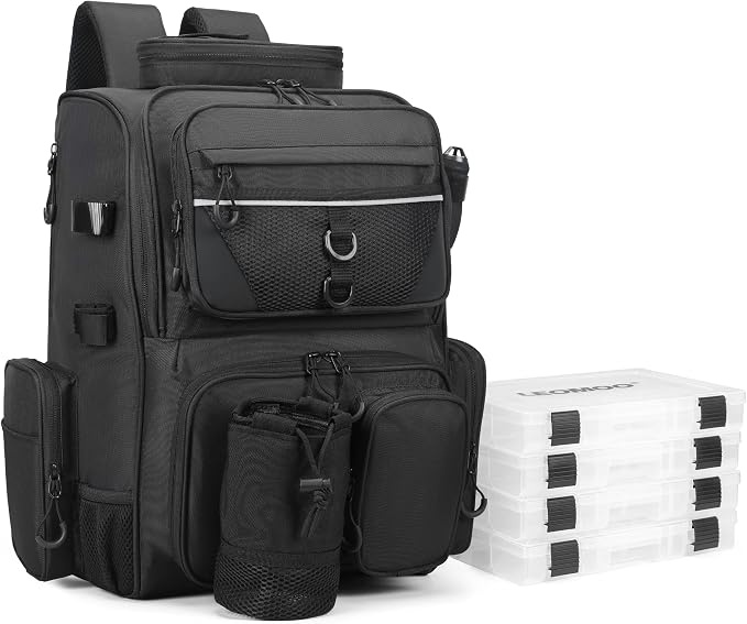 Fishing Tackle Backpack With Rod Holders, Large 40L Fishing Backpack for Camping, Hiking