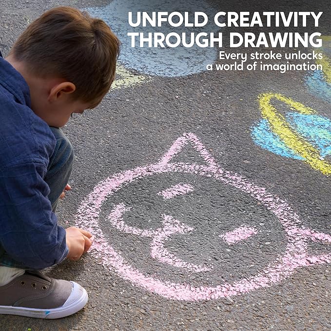 JOYIN 20 PCS Washable Sidewalk Chalks Set in 20 Colors, Non-Toxic Jumbo Colored Chalk for Kids, Painting for Outdoor Games, School Supplies, Painting on Chalkboard