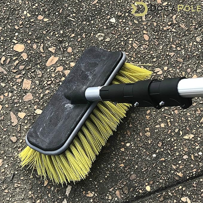 DOCA Scrub Brush Attachment for Long Handle Extension Pole - Outdoor Broom and Scrubbing Brush for House Floor, Deck, Patio, Car - Hard Brush