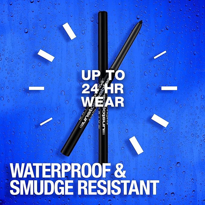 Maybelline Unstoppable Waterproof Mechanical Blue Eyeliner Pencil, Easy to Apply, Smooth Glide, Up to 24 Hour Wear, Sapphire