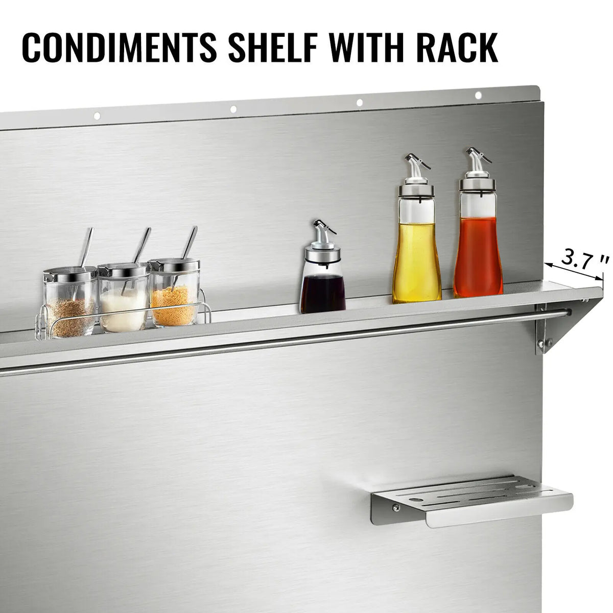 Multi-Size Range Backsplash Stainless Steel with Knife/Condiments Shelf Convenient Firm Simple Structure Kitchen Home Use