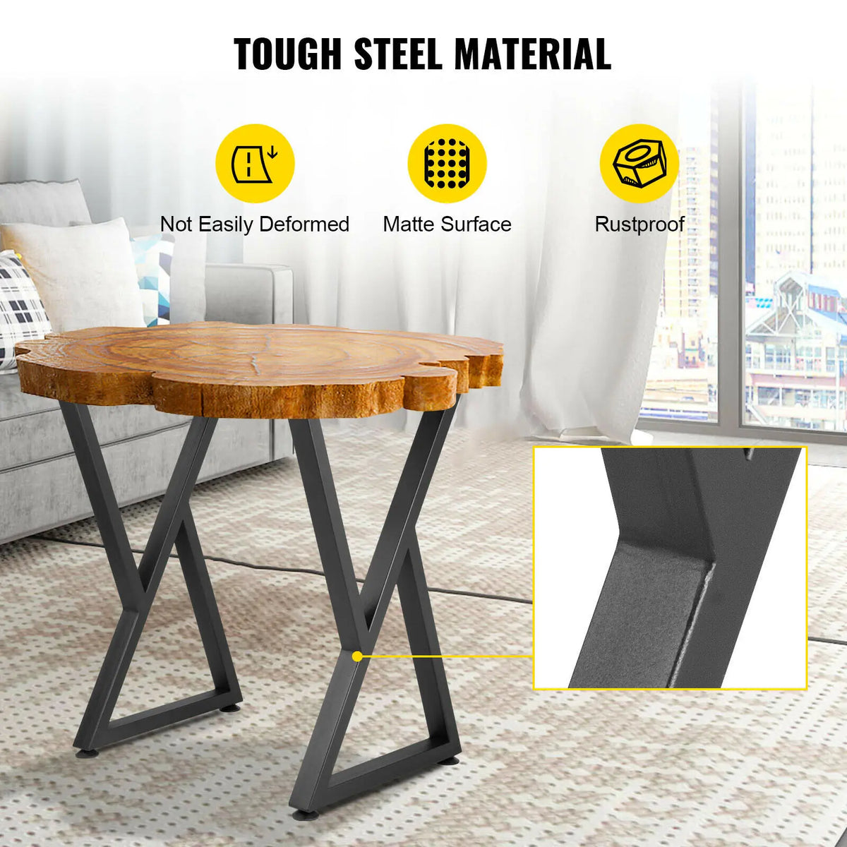 2PCS Metal Table Legs 28X18" Z-Shape Desk Legs Dining Table Legs Wrought Iron For Dining Table Coffee Table Home DIY Black
