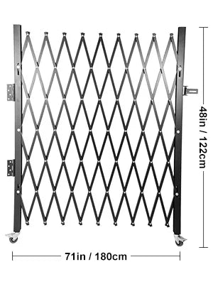 Single Folding Security Gate 1.5-2m x 1.22-3.66m Folding Door Gate Steel Accordion Flexible Expanding Security Gate Black