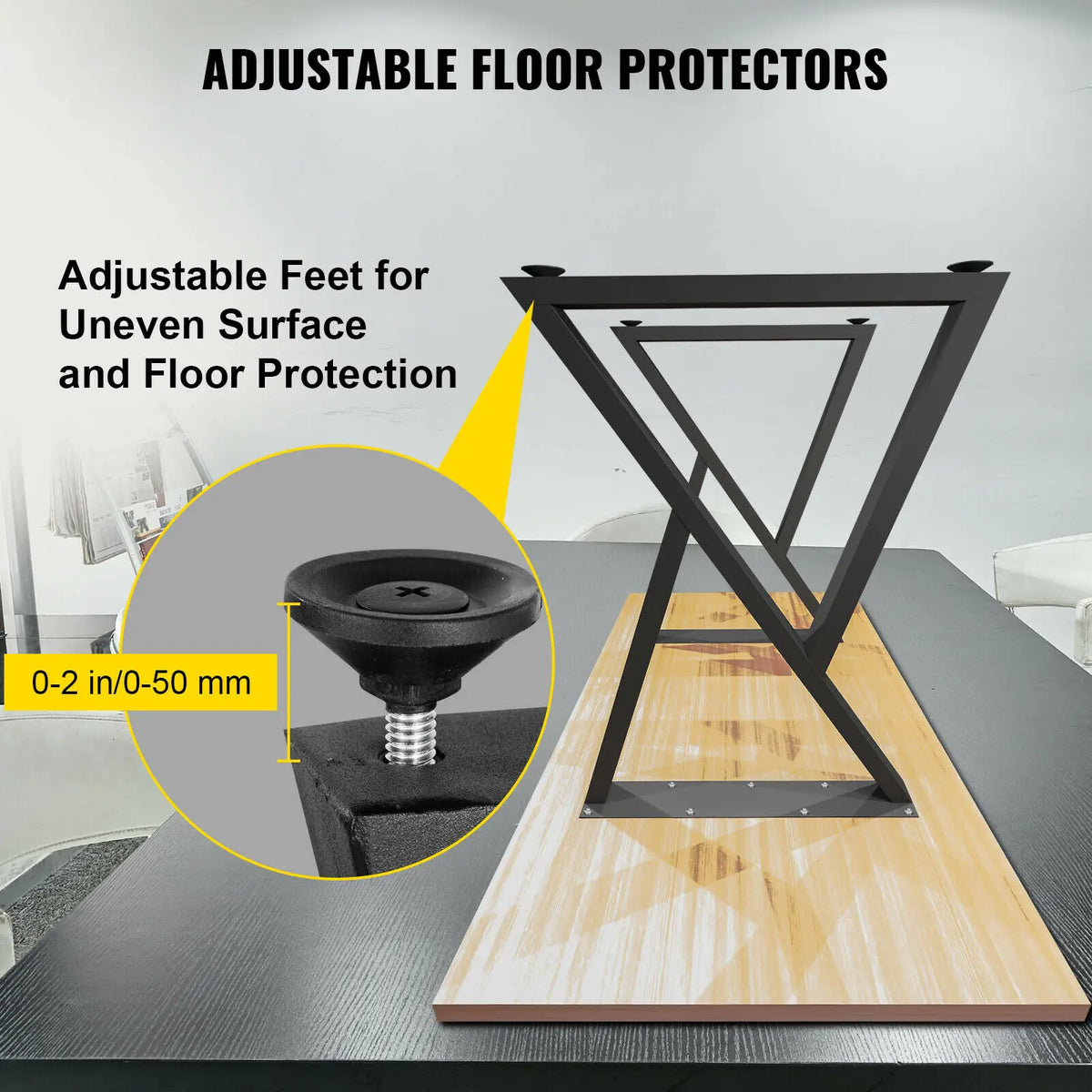 2PCS Metal Table Legs 28X18" Z-Shape Desk Legs Dining Table Legs Wrought Iron For Dining Table Coffee Table Home DIY Black