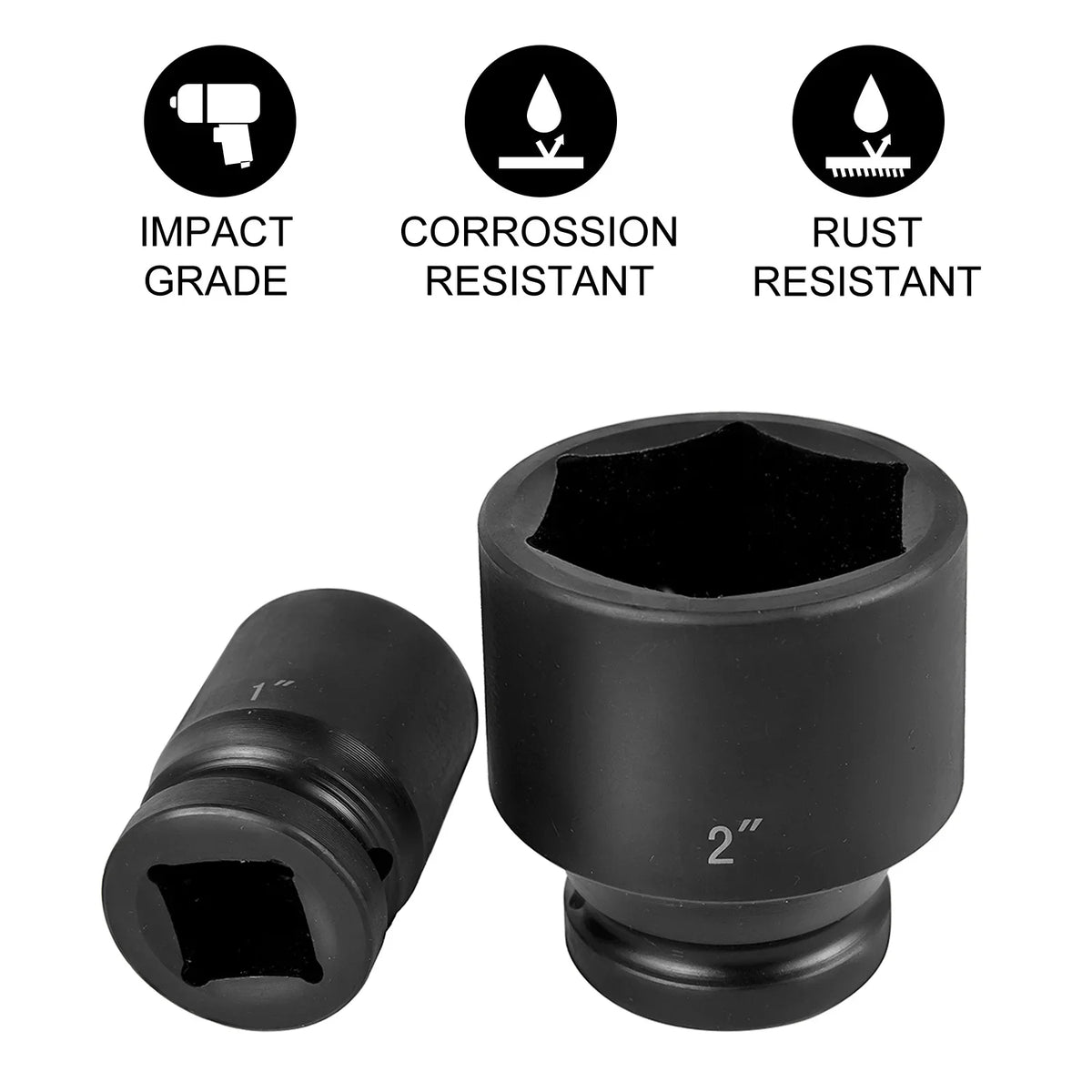 Impact Sockets Set 3/4 Inch Shallow Drive 29 PCS 3/4 - 3/2 Inch 6-Point Set With Carrying Case for Remove Wheel Lug Nuts